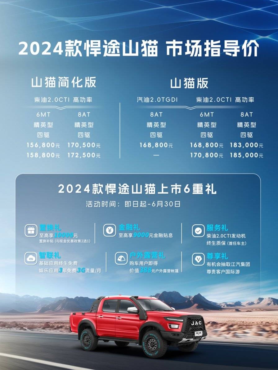 2024款江淮悍途山猫登陆2024北京车展原厂硬派越野皮卡好选择(图2)